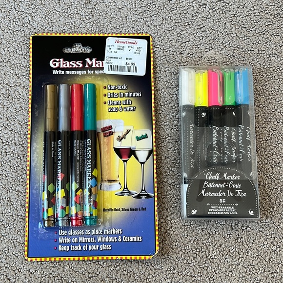 Parker & Bailey Office Nwt Set Of 2 Markers Glass Markers And Chalk Markers Poshmark